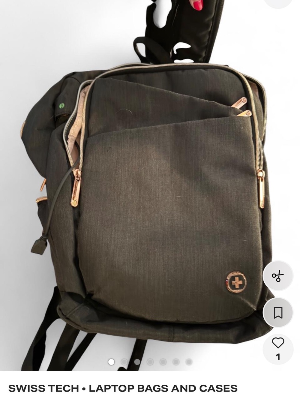 Swiss Tech Black Backpack with Rose-Gold Accents